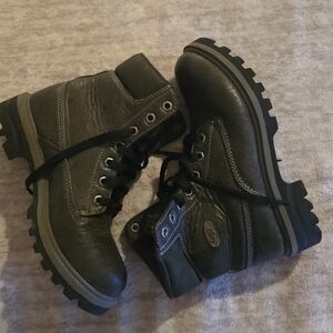 Lugz Embossed Floral Gray Ankle Boot Leather Womens 6